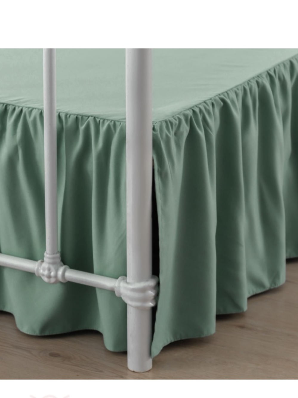 KING SIZE Dust Ruffle Bed Skirt with Split Corners 18” Drop - SAGE GREEN